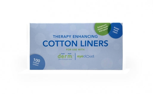 Box of moist heat compress enhancing cotton liners with DERM branding on a white background