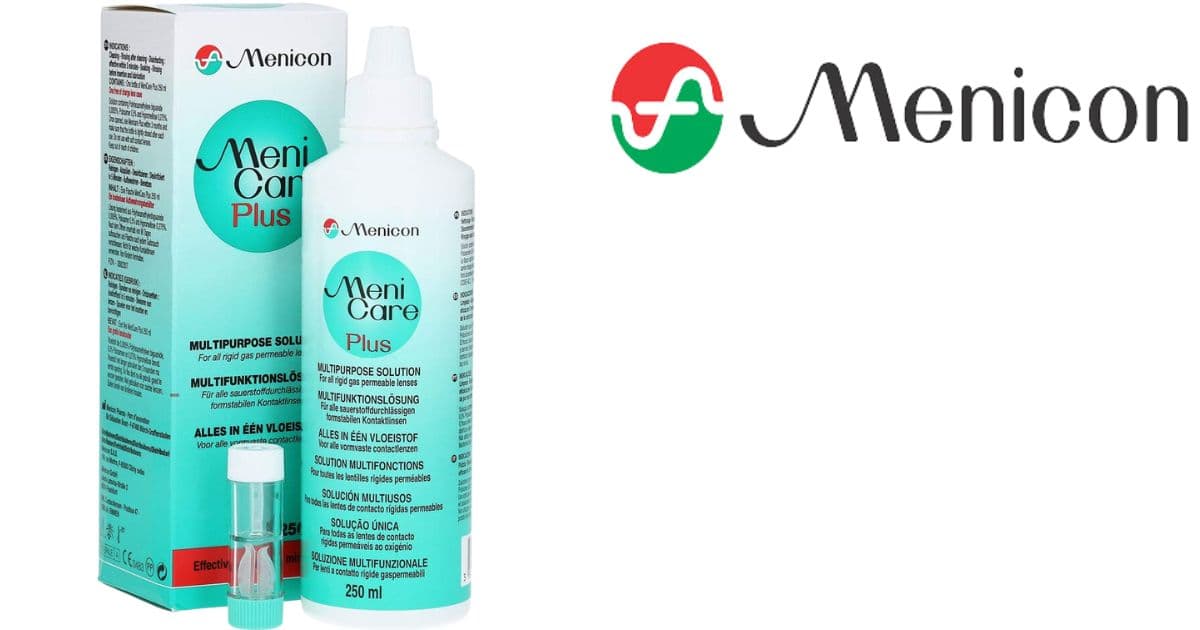 Menicon Menicare Plus solution packaging on a white background