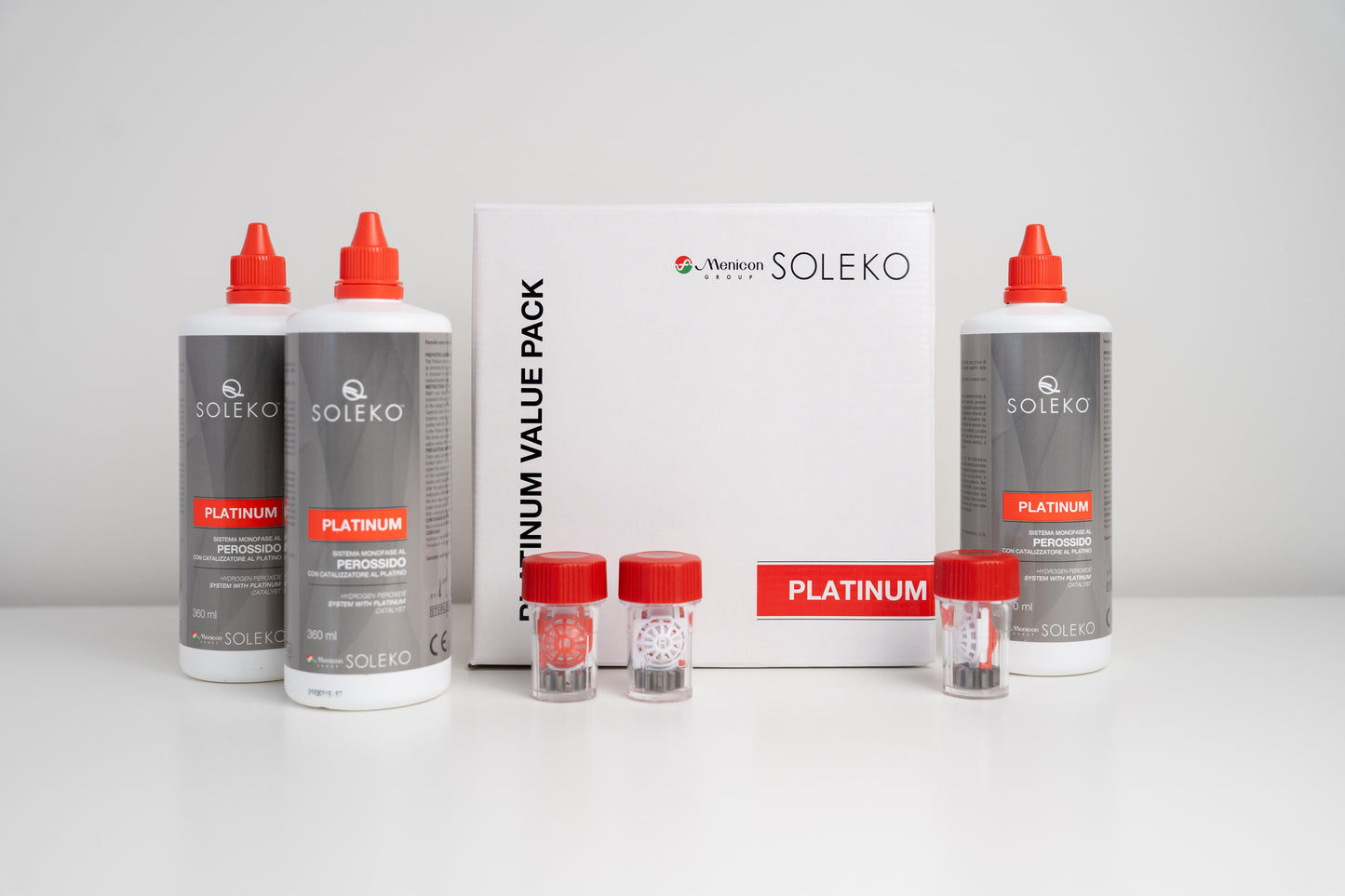 Menicon Soleko Contact Lens Solution 3 bottles and cases plus box