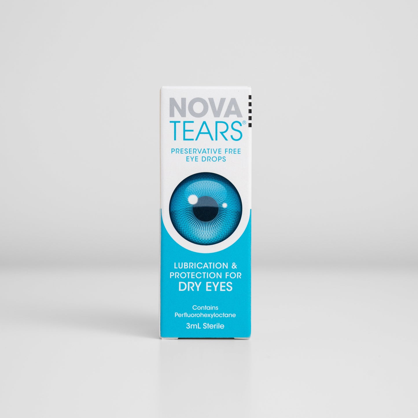 Box of NovaTears dry-eye relief drops preservative free