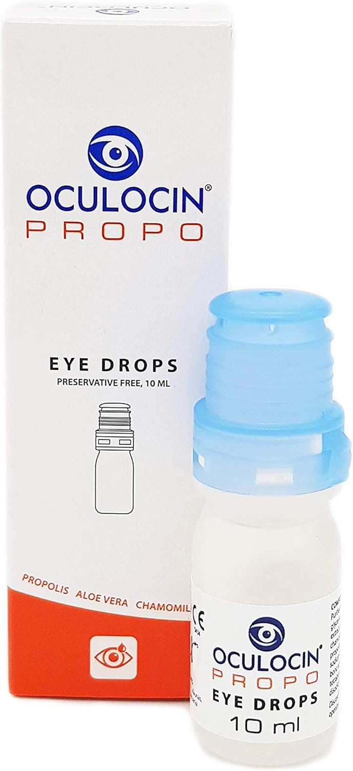 Oculocin Propo eye drops with packaging on a white background