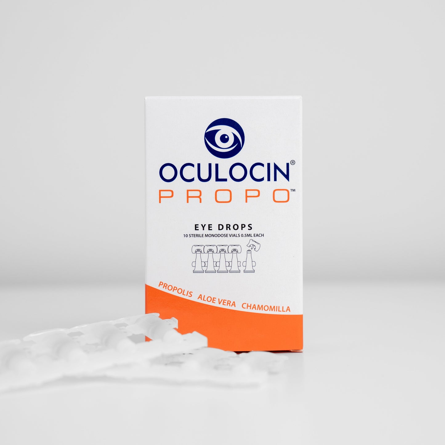 Box of Oculocin Propo single-use eye drop vials