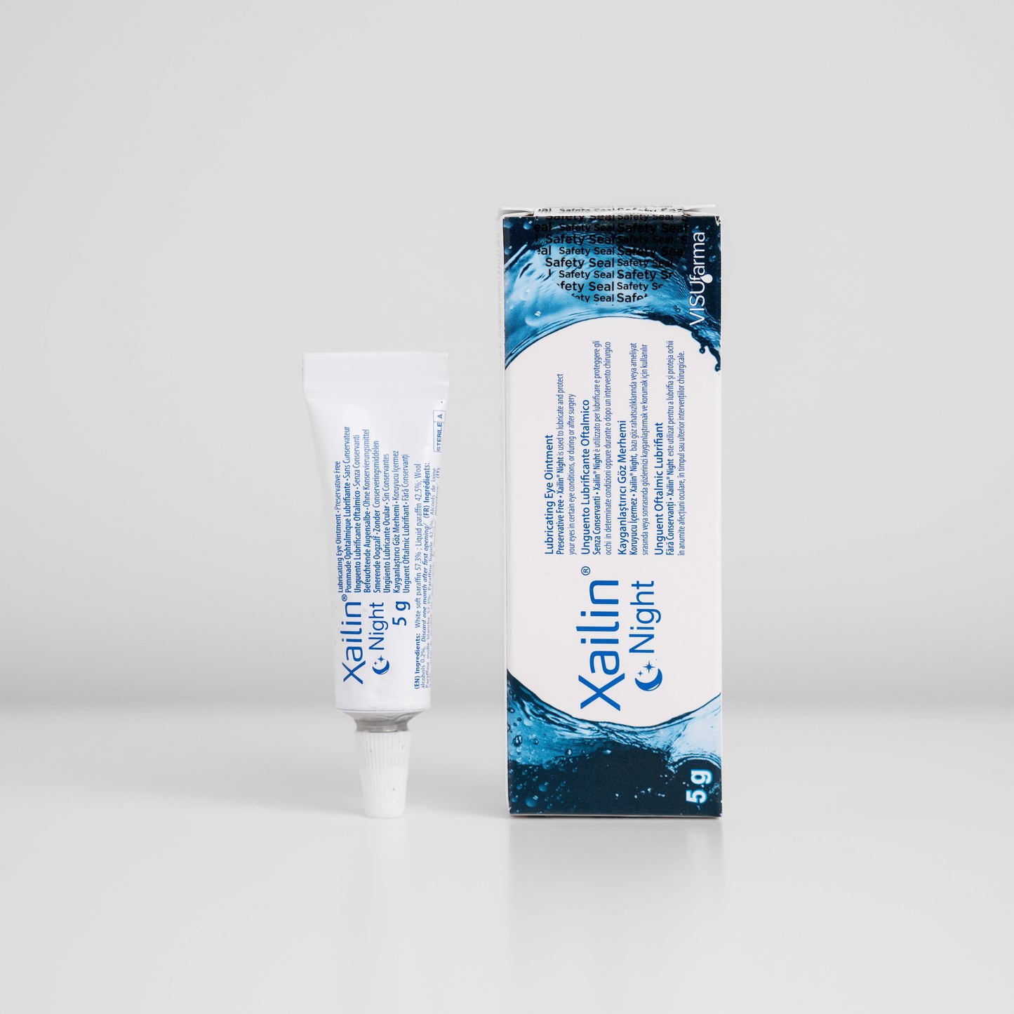 Xailin Eye Gel tube and box for overnight dry eye relief