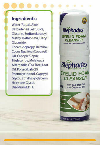 Ingredients for Blephadex Eyelid Foam Cleanser