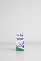 Evolve Carmellose .5% hydrating and lubricating eye drop bottle and packaging on a white background