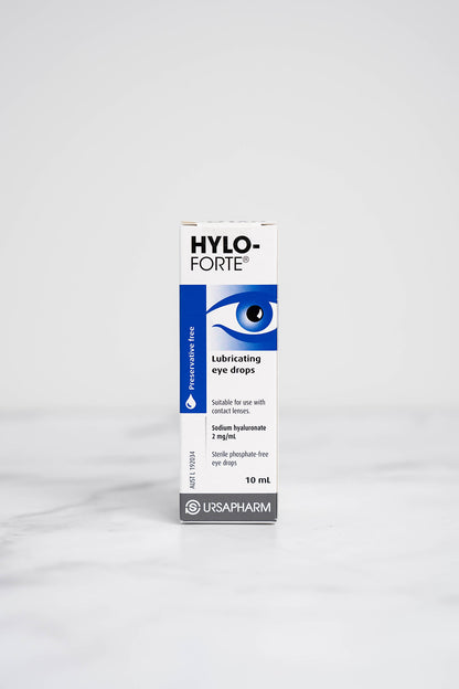 A box of Hylo Forte Lubricating Eye Drops.