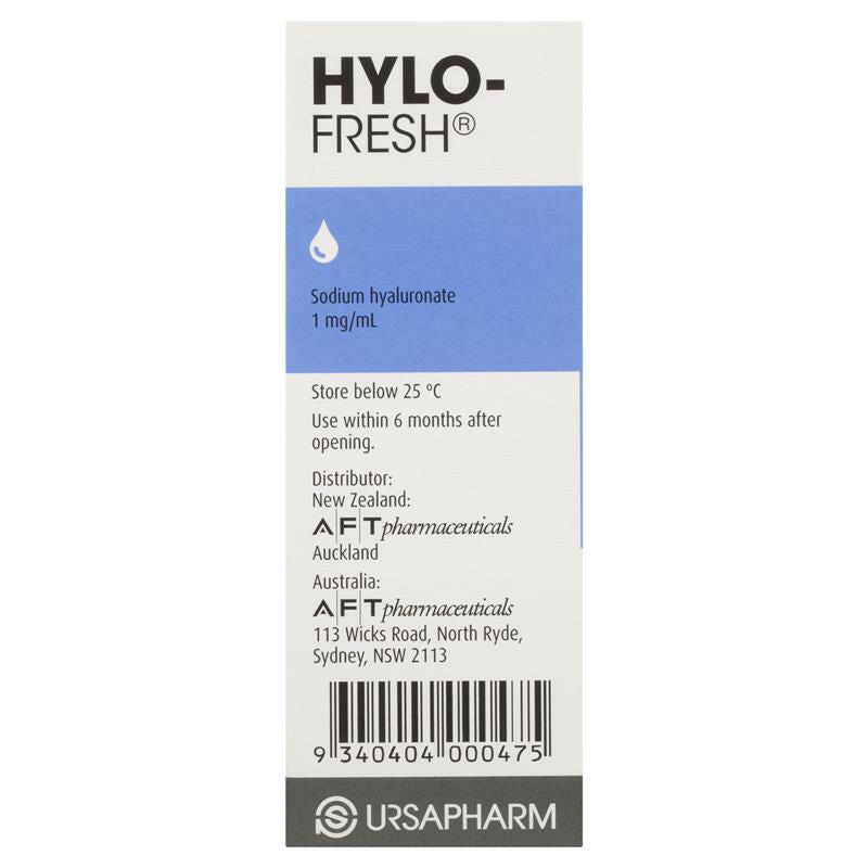 A 10ml bottle of Hylo Fresh which is a lubricating eye drops for dry or irritated eyes.