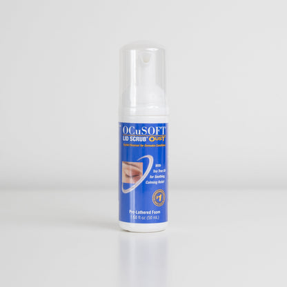 Ocusoft Lid Scrub Oust Demodex Eyelid Foam Cleanser bottle.