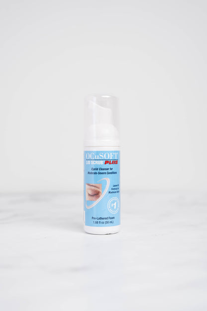 A 50ml bottle of Ocusoft Plus Lid Scrub Foam Cleanser.