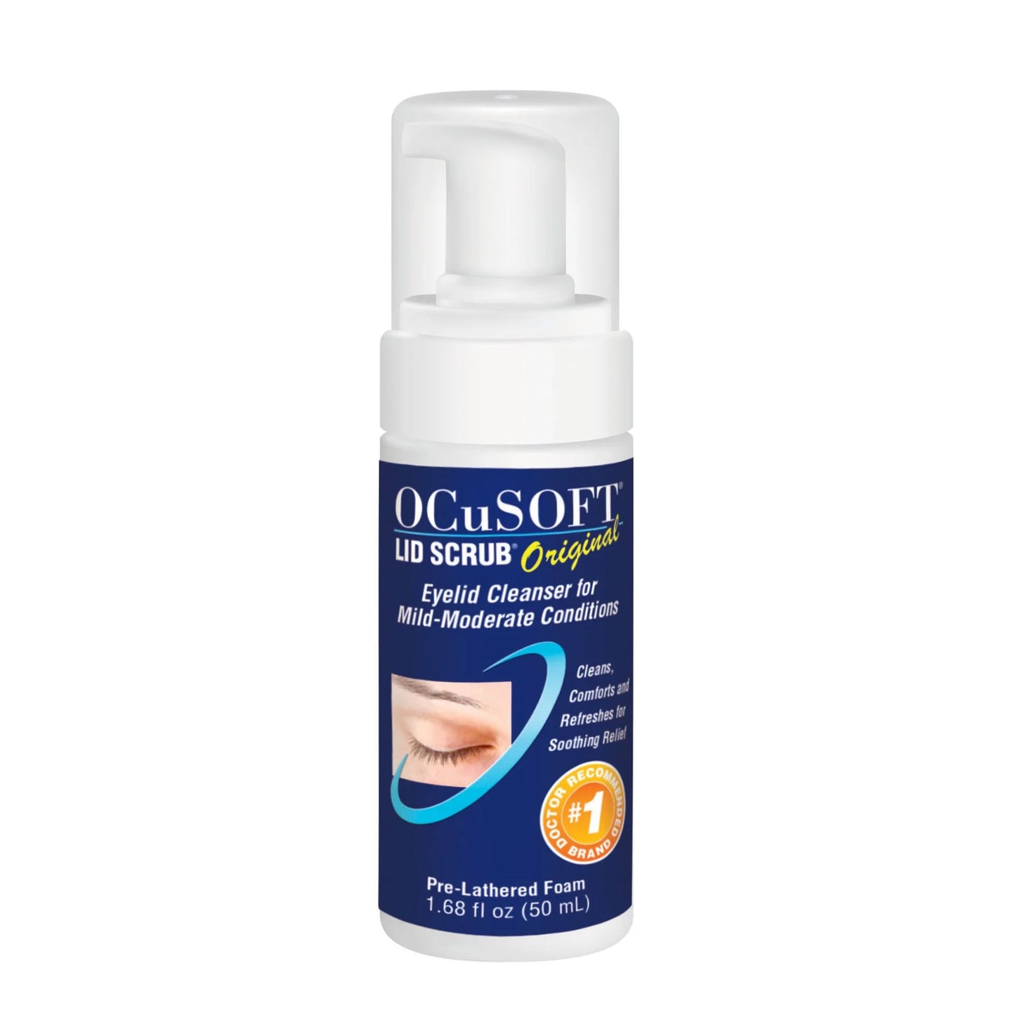 A 50ml bottle of Ocusoft Lid Scrub Original Eyelid Cleanser.