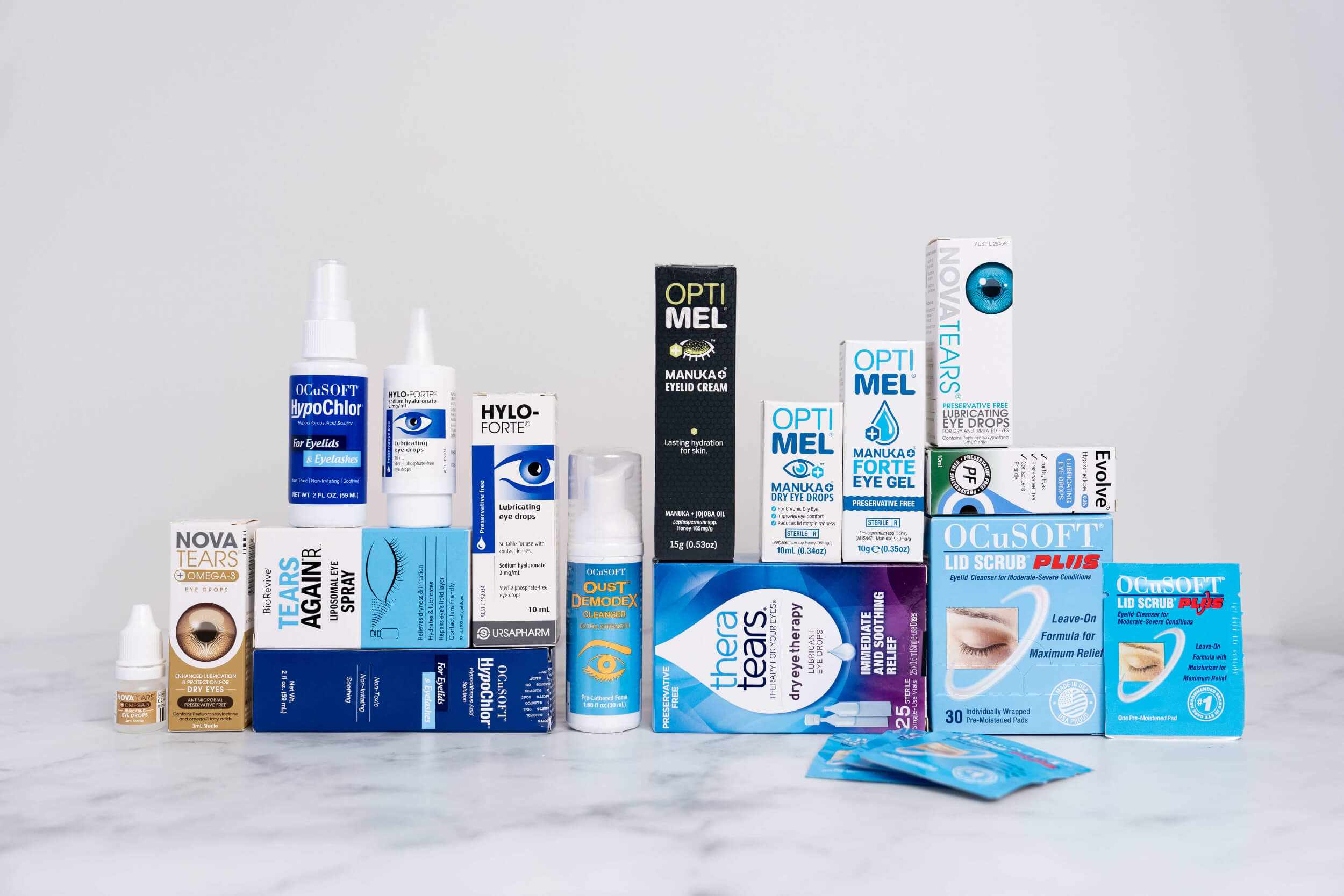 One Stop Dry Eye Shop products for dry eyes and blepharitis from brands including NovaTears, The Eye Doctor, Biorevive, Ocusoft, Blephadex, Optimel, Hylo Forte, Evolve and TheraTears.