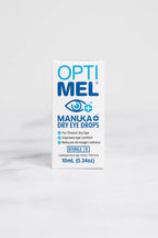A 10ml bottle of Optimel Manuka Honey Dry Eye Drops.