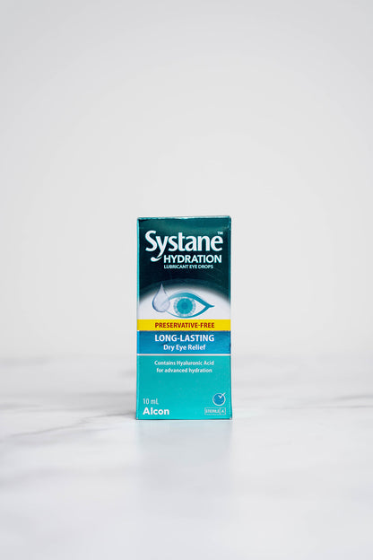 A box of Systane Hydration Drops for Dry Eyes.