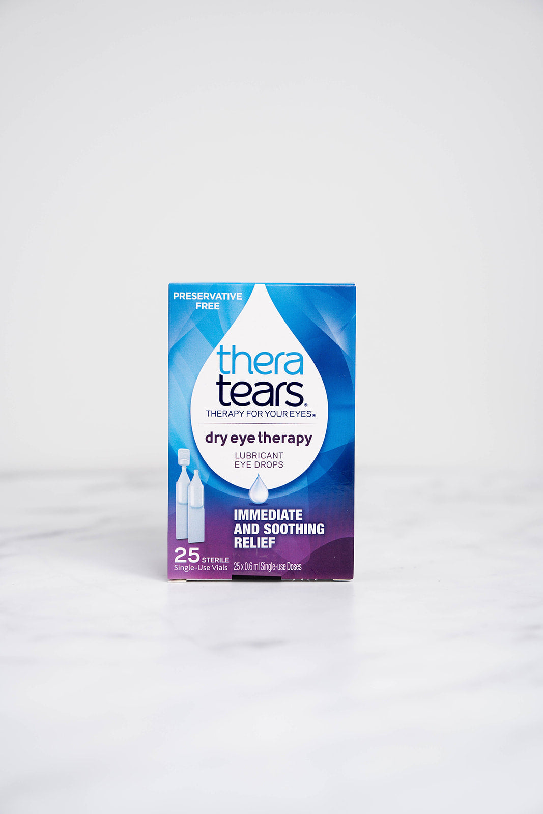 A box of TheraTears Dry Eye Therapy Eye Drops.