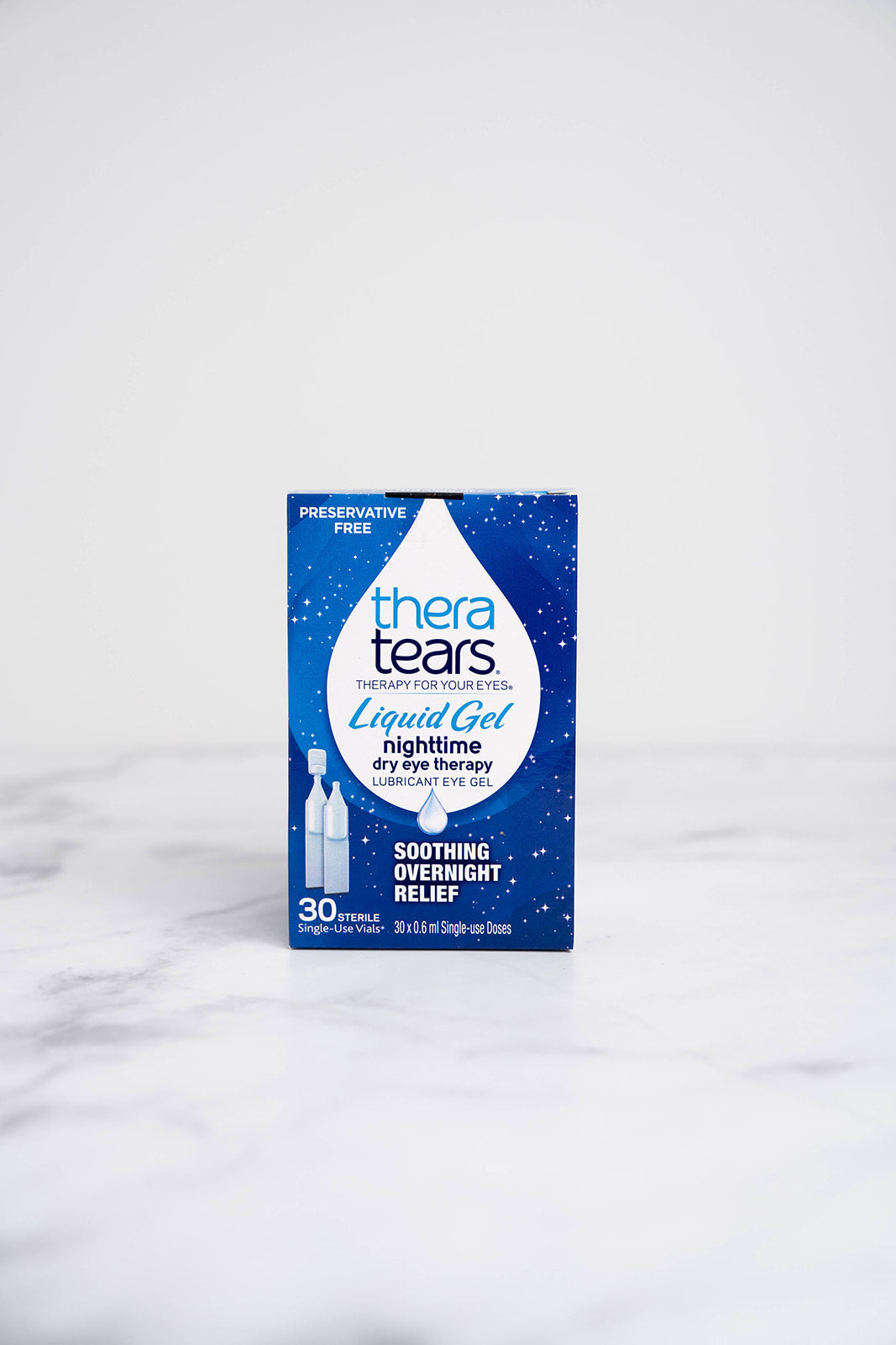 A box of TheraTears Liquid Gel Nightime Dry Eye Therapy.