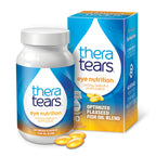 A bottle of 60 Theratears Eye Nutrition for Dry Eyes. Optimised with flaxseed fish oil blend to assist with dry eyes from the inside out.