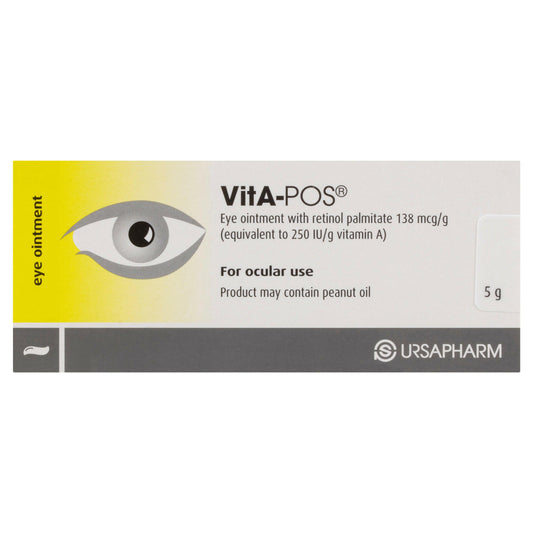 A box of VitA-POS Eye Gel for Dry Eyes. Provides long lasting relief from the symptoms of dry eyes.