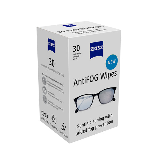 Box of Zeiss AntiFOG Wipes on a white background