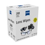 Box of Zeiss lens wipes with images of glasses and camera on a white background