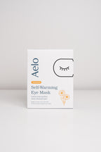 Aelo self-warming eye mask packaging on a white background