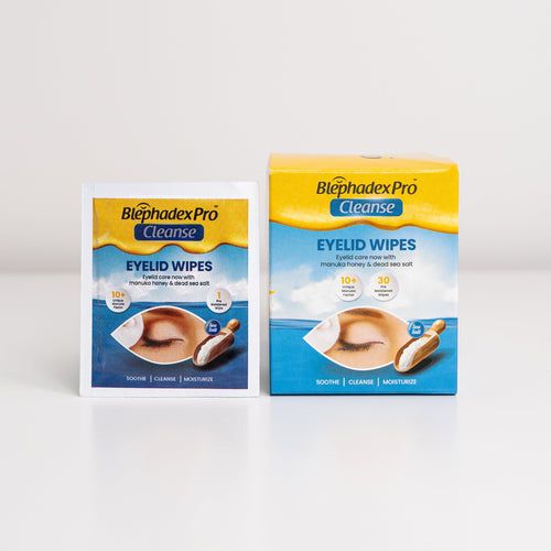 Blephadex Pro Cleanse Eyelid Wipes with Dead Sea Salt & Manuka Honey for blepharitis relief