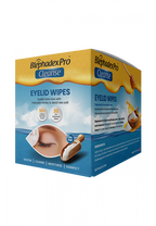 Box of Blephadex Pro Cleanse Eyelid Wipes on a white background