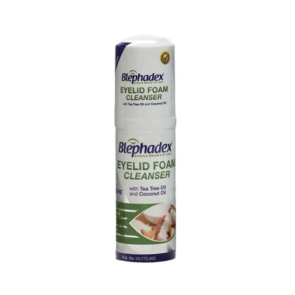 A 50ml bottle of Blephadex Eyelid Foam Cleanser with tea tree toil and coconut oil