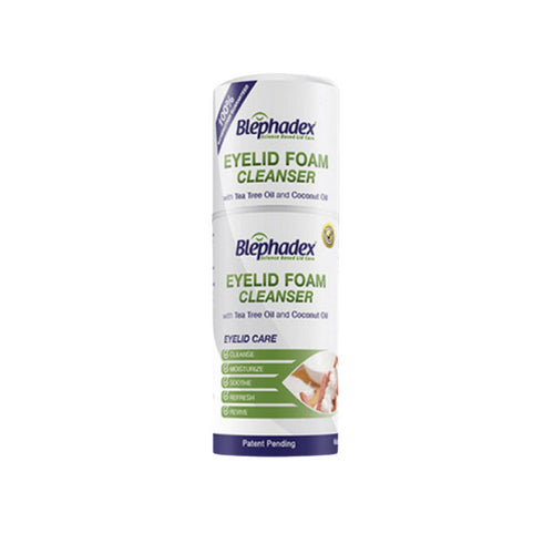A bottle of 50ml Blephadex Eyelid Foam Cleanser with a white backdrop. 