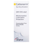 Box of Cationorm Eye Drop Bottle for lubricating & protecting dry eyes.