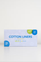 Box of cotton liners with 'Derm' branding on a white background