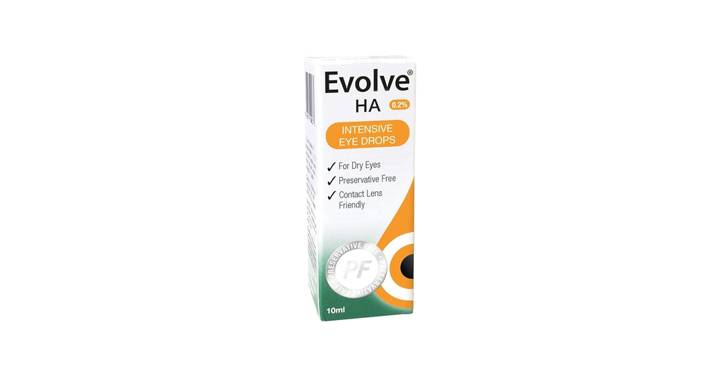 Box of Evolve HA Intensive Eye Drops on a white background