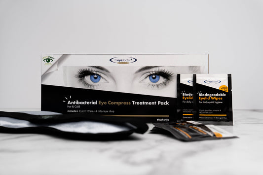 The Eye Doctor Premium Antibacterial Eye Compress Treatment Pack for soothing and effective eye care.