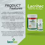 Lacritec product features with bottles on a green background