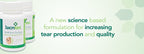 Two Lacritec eye drop containers with text about increasing tear production on a green background