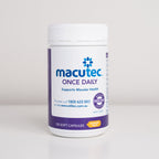 A jar of Macutec Once Daily supplement with 120 capsules to support macular health.
