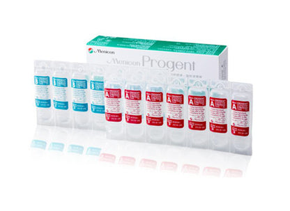 Menicon Progent kit with vials on a white background