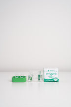 Progent Vial packaging with a green lid on a white background