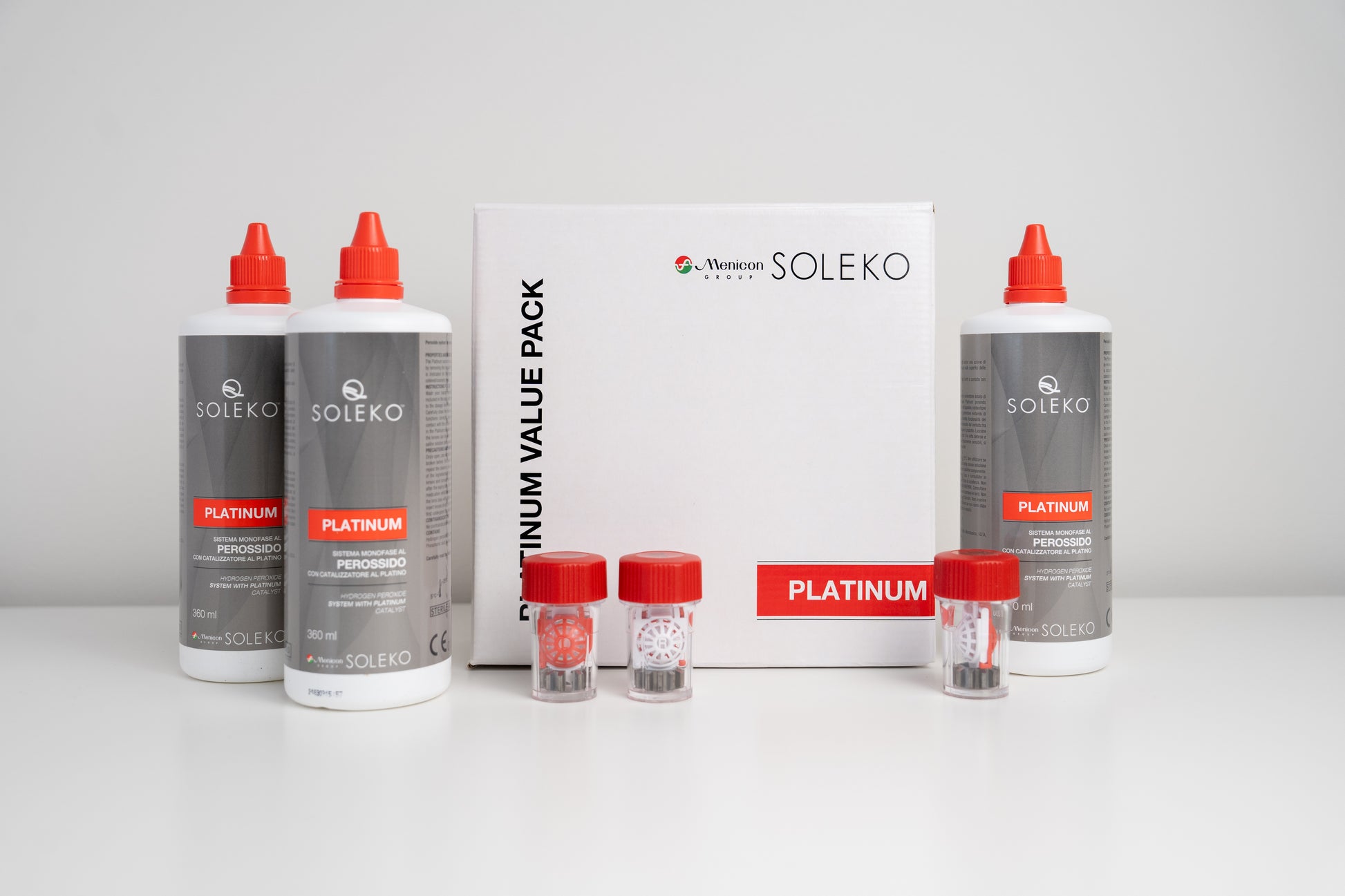 Menicon Soleko Contact Lens Solution 3 bottles and cases plus box