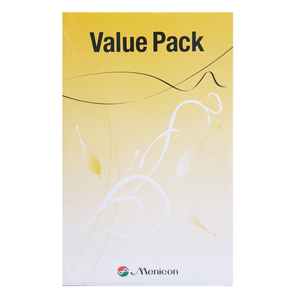 Menicon value pack box with yellow and white design