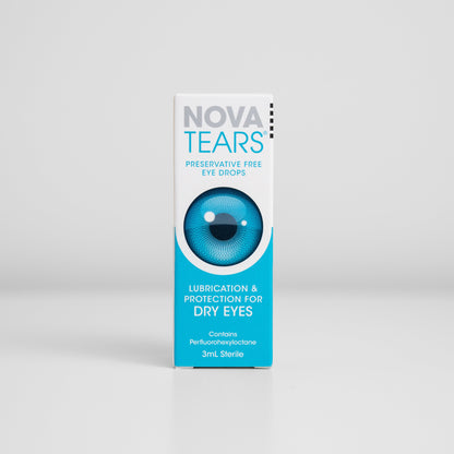 Box of NovaTears dry-eye relief drops preservative free