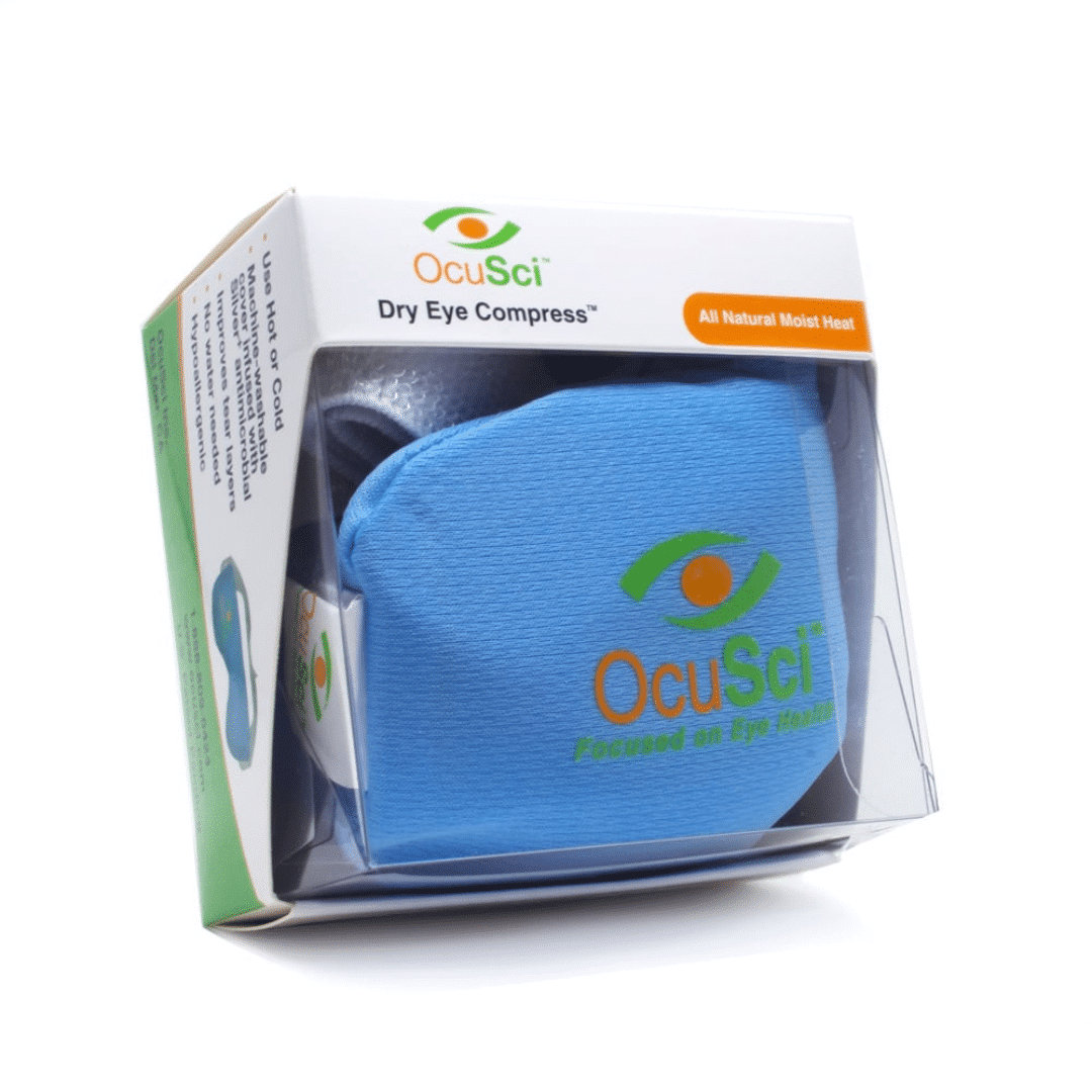 Ocusci dry eye compress packaging on a white background