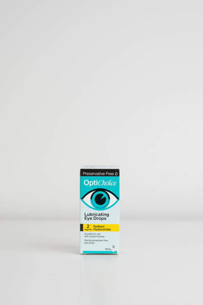 Box of Optichoice eye drops on a white background