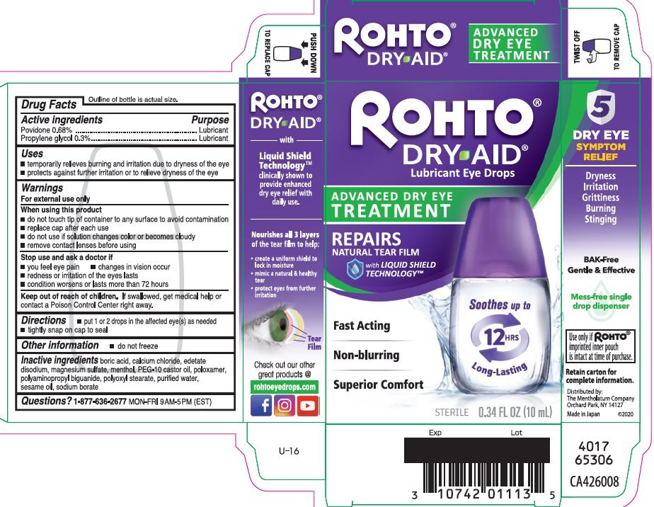 Rohto Dry Aid eye drop packaging with label and product image.