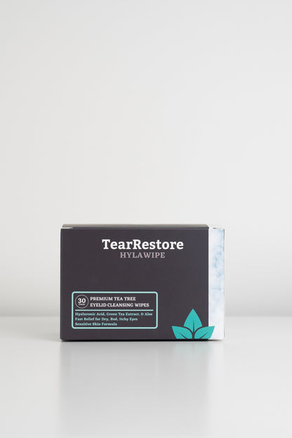 Box of TearRestore Hylawipe on a white background