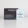 TearRestore HylaWipe eyelid cleansing wipes packaging for blepharitis relief, on a white background