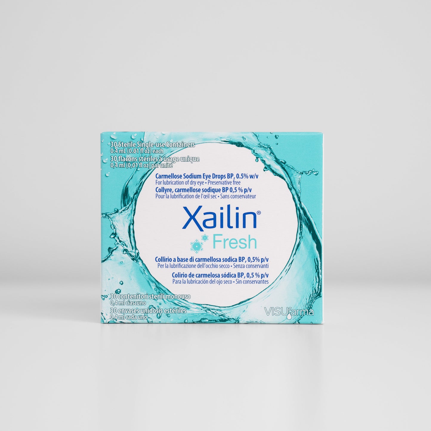 Box of Xailin Fresh single-use eye drop vials