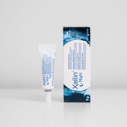 Xailin Eye Gel tube and box for overnight dry eye relief